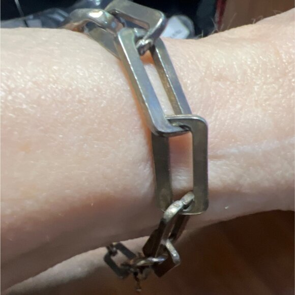 Handmade Sterling Silver Link Bracelet 6.75” Artisan Industrial Modernist - Picture 11 of 13